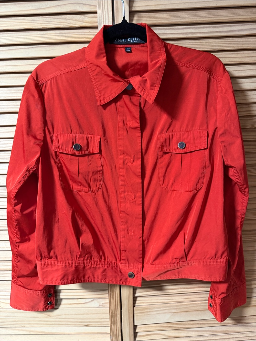 Anne Klein Vibrant Red Utility Jacket with Front Flap Pockets